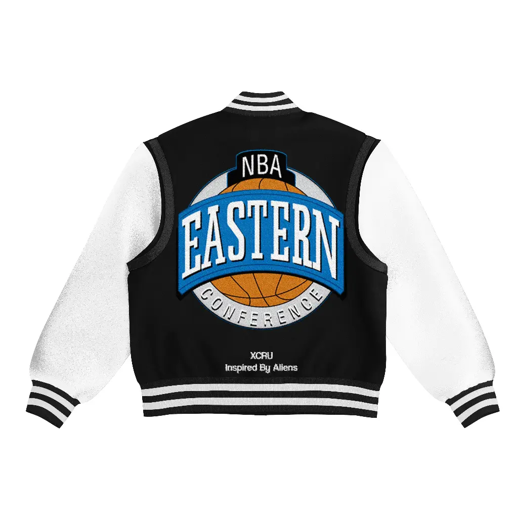 XCRU NBA EASTERN EMBROIDERY VARSITY JACKET - BLACK