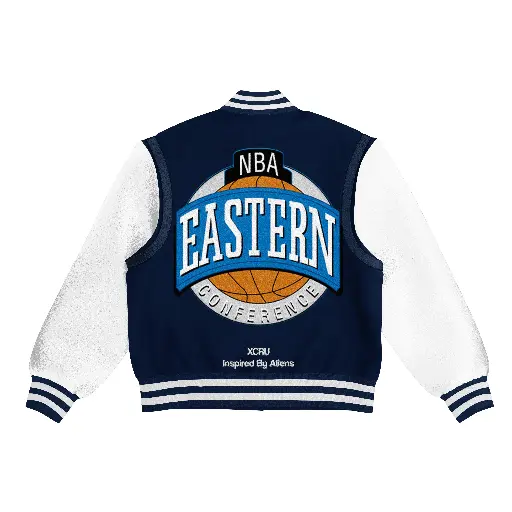 XCRU NBA EASTERN EMBROIDERY VARSITY JACKET - BLUE