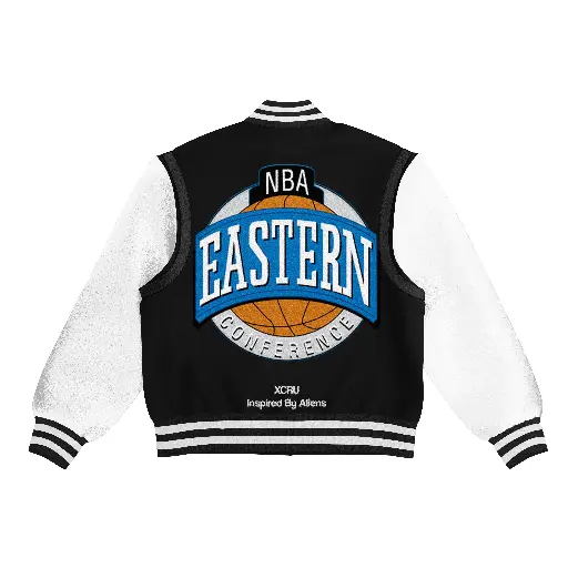 XCRU NBA EASTERN EMBROIDERY VARSITY JACKET - BLACK